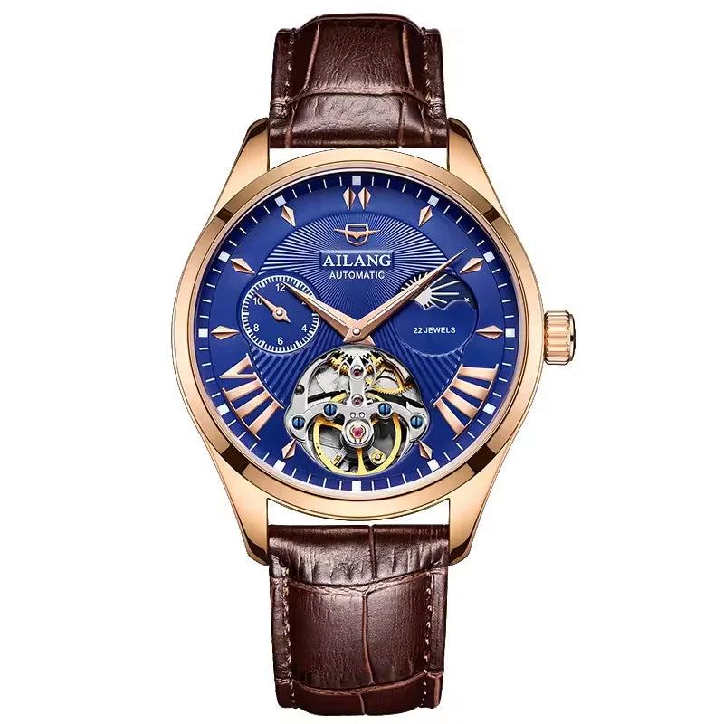 Reloj Hombre Watches Mens AILANG Top Brand Luxury Rose Gold Skeleton Tourbillon Automatic Mechanical Watch for Men Waterproof