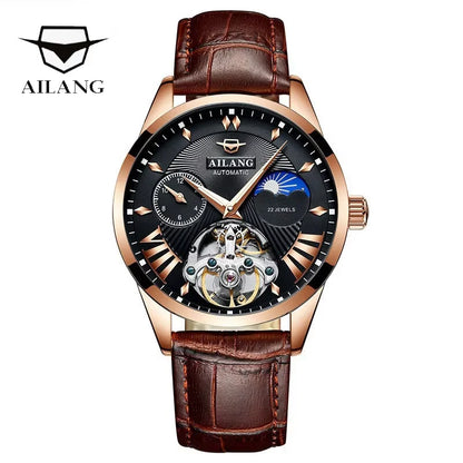 Reloj Hombre Watches Mens AILANG Top Brand Luxury Rose Gold Skeleton Tourbillon Automatic Mechanical Watch for Men Waterproof