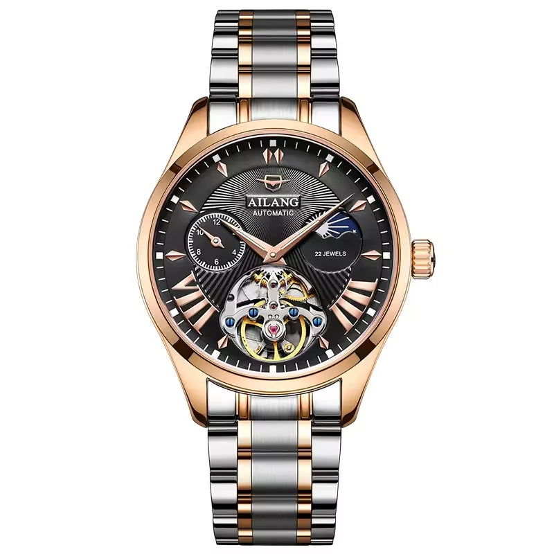 Reloj Hombre Watches Mens AILANG Top Brand Luxury Rose Gold Skeleton Tourbillon Automatic Mechanical Watch for Men Waterproof
