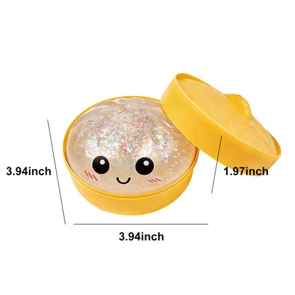 Glitter Dumpling - Glitter Dumpling Squishy, Dumplings Squeeze Sensory Stress Relief Toy with Food Steamer for Adults & Kids