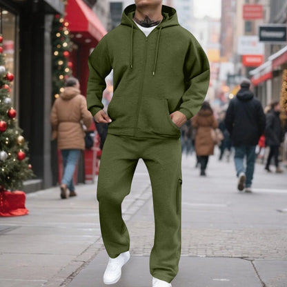 Mens Track Suits 2 Piece Set Sweatsuit Fleece Zip Up Hoodie and Sweatpants Jogging Suit Lounge Outfit  Ropa De Gym para Hombre
