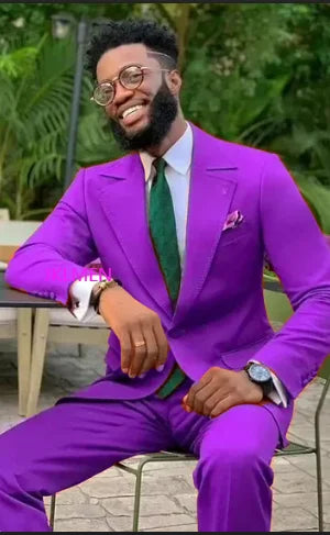 Men's Suits Handsome High Quality Orange Men Wedding Tuxedos 2 Pieces Groom Pants  Prom Jacket Blazer  Men Clothing