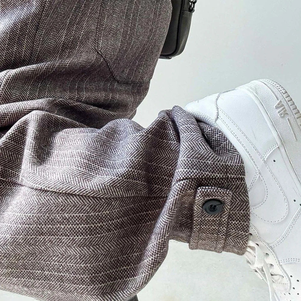 Mens Pants Casual Acrylic Pants Autumn Streetwear Fashion Personality Versatile Trend Comfort Wide-Leg Pants Men'S Clothing