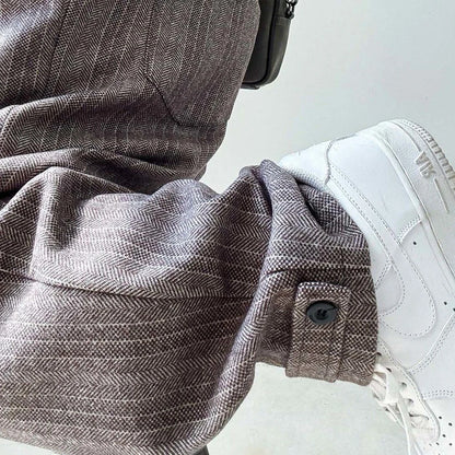 Mens Pants Casual Acrylic Pants Autumn Streetwear Fashion Personality Versatile Trend Comfort Wide-Leg Pants Men'S Clothing