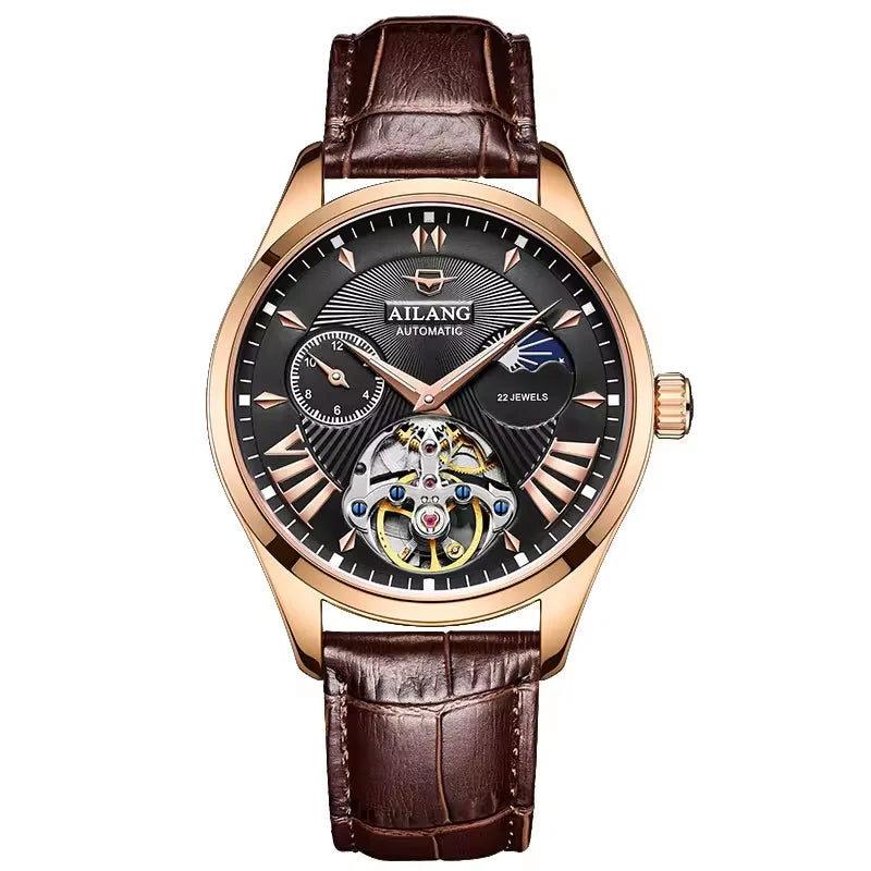 Reloj Hombre Watches Mens AILANG Top Brand Luxury Rose Gold Skeleton Tourbillon Automatic Mechanical Watch for Men Waterproof