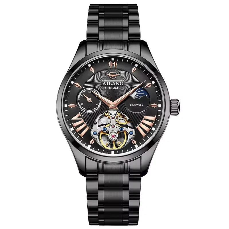 Reloj Hombre Watches Mens AILANG Top Brand Luxury Rose Gold Skeleton Tourbillon Automatic Mechanical Watch for Men Waterproof