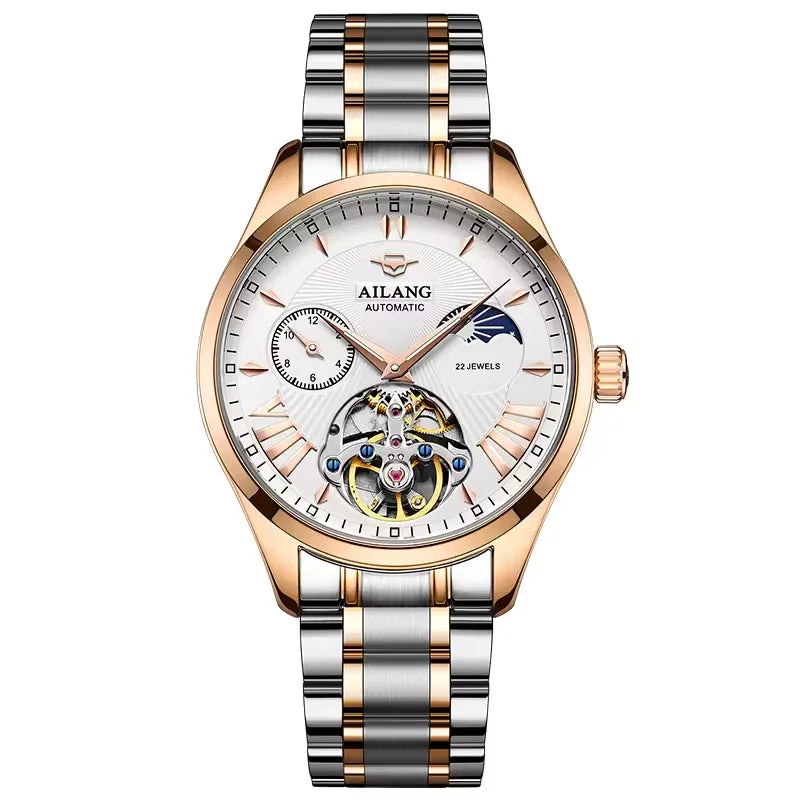 Reloj Hombre Watches Mens AILANG Top Brand Luxury Rose Gold Skeleton Tourbillon Automatic Mechanical Watch for Men Waterproof