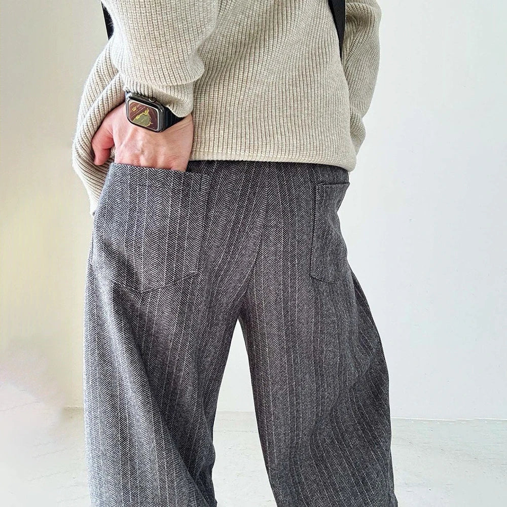 Mens Pants Casual Acrylic Pants Autumn Streetwear Fashion Personality Versatile Trend Comfort Wide-Leg Pants Men'S Clothing