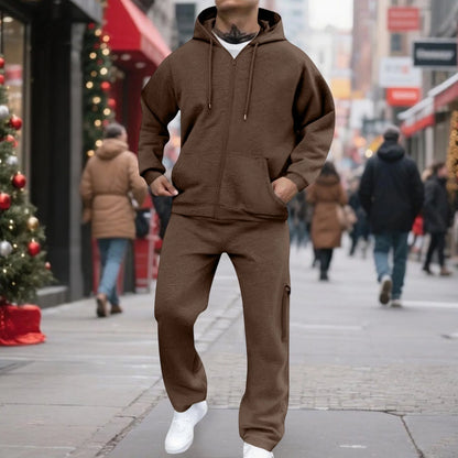 Mens Track Suits 2 Piece Set Sweatsuit Fleece Zip Up Hoodie and Sweatpants Jogging Suit Lounge Outfit  Ropa De Gym para Hombre