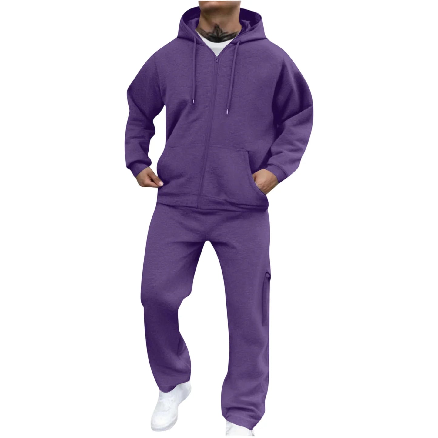 Mens Track Suits 2 Piece Set Sweatsuit Fleece Zip Up Hoodie and Sweatpants Jogging Suit Lounge Outfit  Ropa De Gym para Hombre