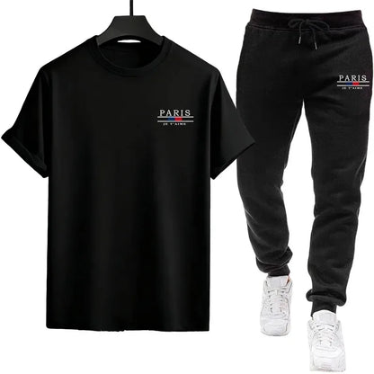 Casual Sportswear Tee and Sweatpants Comfortable Outdoor Home Wear T-shirts New in Mens Summer Tracksuit Two Piece Set