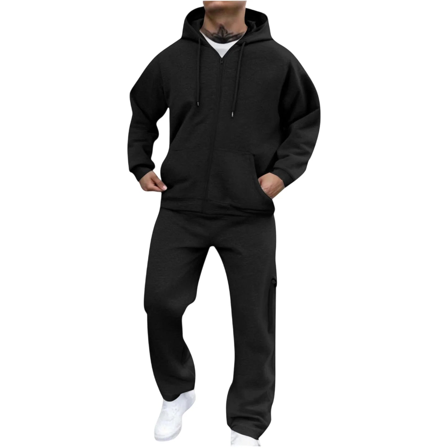 Mens Track Suits 2 Piece Set Sweatsuit Fleece Zip Up Hoodie and Sweatpants Jogging Suit Lounge Outfit  Ropa De Gym para Hombre