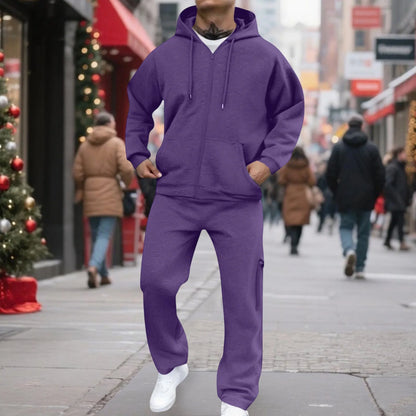 Mens Track Suits 2 Piece Set Sweatsuit Fleece Zip Up Hoodie and Sweatpants Jogging Suit Lounge Outfit  Ropa De Gym para Hombre