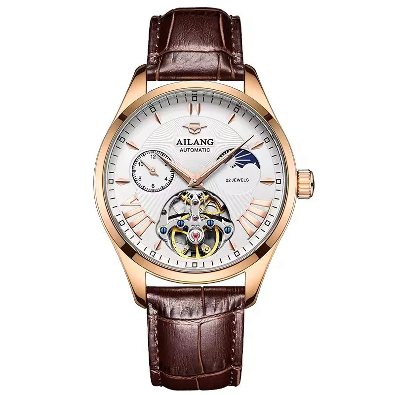 Reloj Hombre Watches Mens AILANG Top Brand Luxury Rose Gold Skeleton Tourbillon Automatic Mechanical Watch for Men Waterproof
