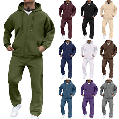 Mens Track Suits 2 Piece Set Sweatsuit Fleece Zip Up Hoodie and Sweatpants Jogging Suit Lounge Outfit  Ropa De Gym para Hombre