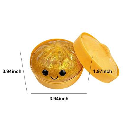 Glitter Dumpling - Glitter Dumpling Squishy, Dumplings Squeeze Sensory Stress Relief Toy with Food Steamer for Adults & Kids