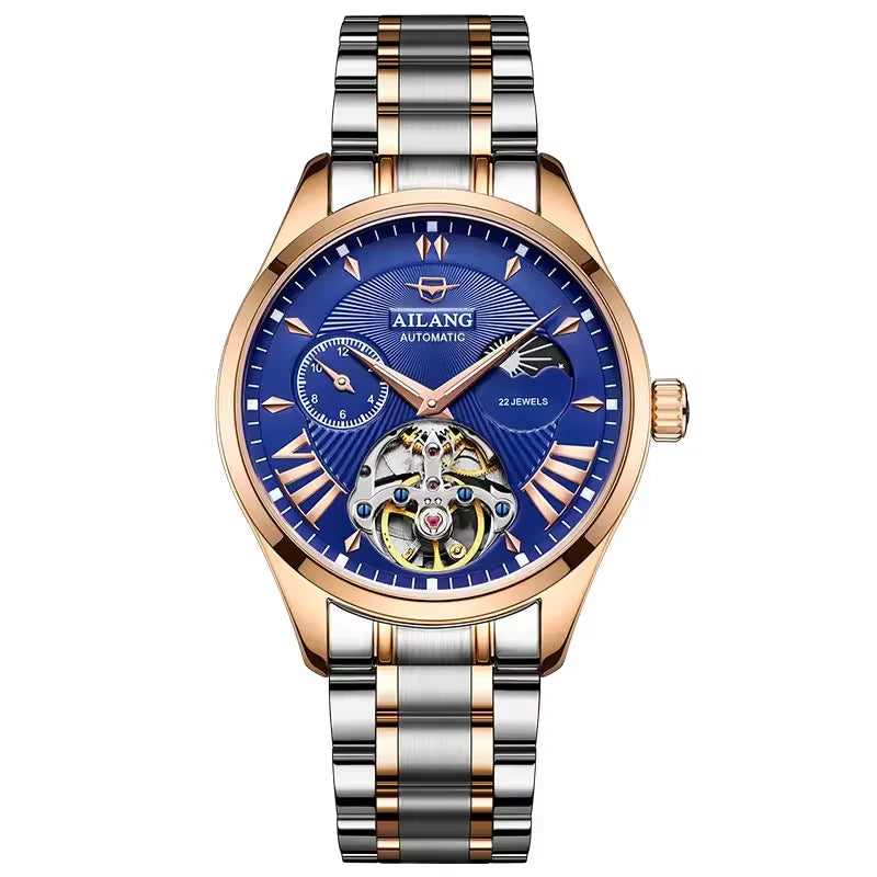 Reloj Hombre Watches Mens AILANG Top Brand Luxury Rose Gold Skeleton Tourbillon Automatic Mechanical Watch for Men Waterproof