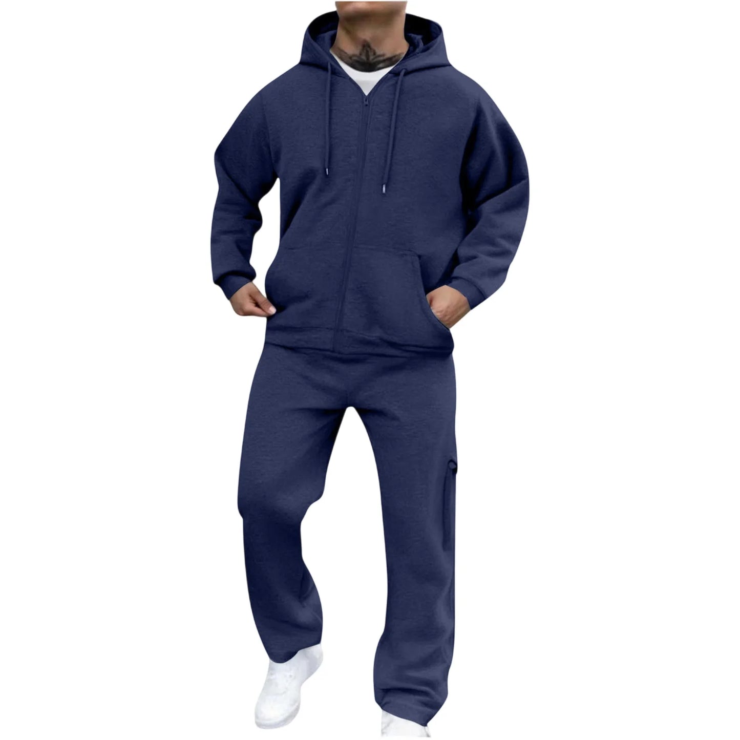 Mens Track Suits 2 Piece Set Sweatsuit Fleece Zip Up Hoodie and Sweatpants Jogging Suit Lounge Outfit  Ropa De Gym para Hombre