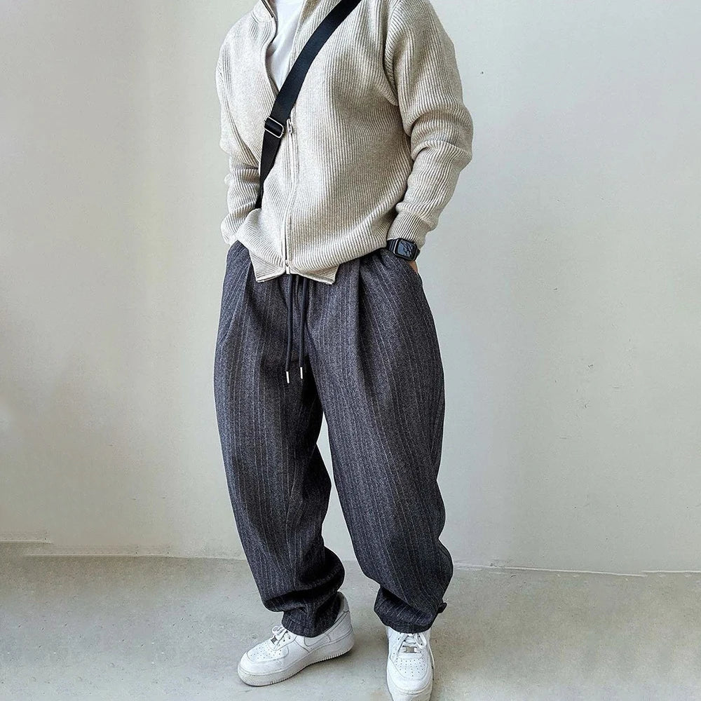 Mens Pants Casual Acrylic Pants Autumn Streetwear Fashion Personality Versatile Trend Comfort Wide-Leg Pants Men'S Clothing