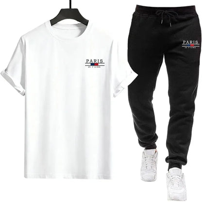 Casual Sportswear Tee and Sweatpants Comfortable Outdoor Home Wear T-shirts New in Mens Summer Tracksuit Two Piece Set